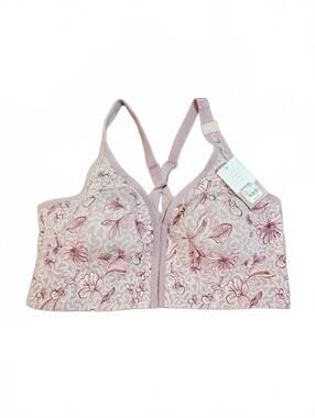 Cacique Cotton No Wire Bra 40DD Unlined Full Coverage Back Smoothing Floral NWT